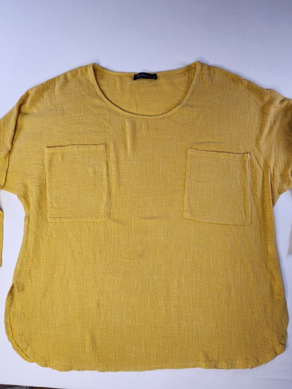 ZANZEA Boxy Pocket Top Yellow, Size 4XL Oversized Cotton Blouse - Picture 2 of 10